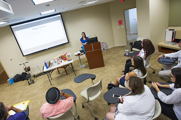 Prior to the cooking demonstration, patients are taught best approaches to meal planning.